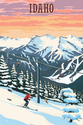 Idaho - Painterly - Winter Skiers