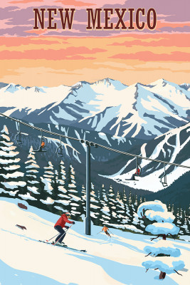 New Mexico - Painterly - Winter Skiers