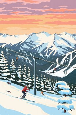 Painterly - Winter Skiers