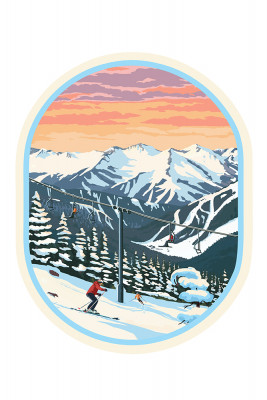 Painterly - Winter Skiers - Contour