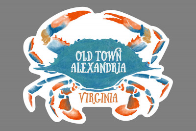 Old Town Alexandria, Virginia - Watercolor - Blue Crab - Contour