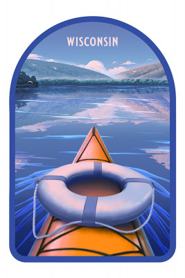 Wisconsin - Lithograph - Kayak on Lake - Contour