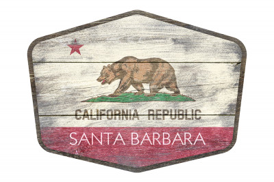 Santa Barbara, California - Rustic California State Flag - Contour
