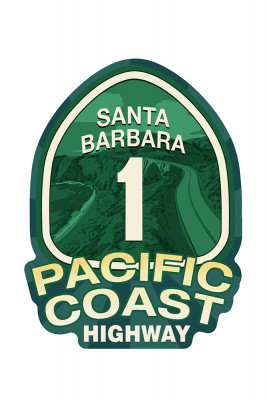 Highway 1, California - Santa Barbara - Pacific Coast Highway Sign - Contour