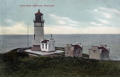 Washington - Exterior View of North Head Lighthouse and Ocean