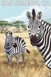 San Simeon, California - Zebras in Field - Hearst Castle - Lantern Press Artwork