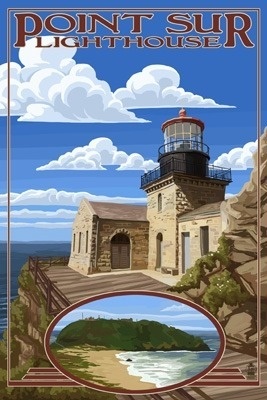 Point Sur Lighthouse - Big Sur Coast, California - Lantern Press Advertisement