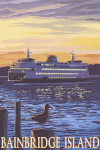 Bainbridge Island, Washington - Ferry Sunset & Gull