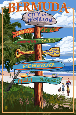 Bermuda - Destinations Sign- Lantern Press Artwork