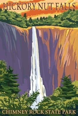 Chimney Rock State Park, NC - Hickory Nut Falls - Lantern Press Poster