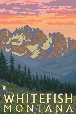 Whitefish, Montana - Spring Flowers - Lantern Press Poster
