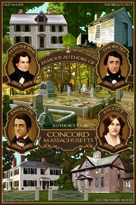 Concord, Massachusetts - Authors of Concord - Lantern Press Poster