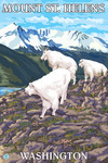 Mount St. Helens, Washington - Goat Family - Lantern Press Poster