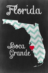 Boca Grande, Florida - Chalkboard State Heart (red heart) - Lantern Press Artwork