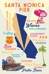 Santa Monica Pier, California - Typography & Icons - Lantern Press Artwork