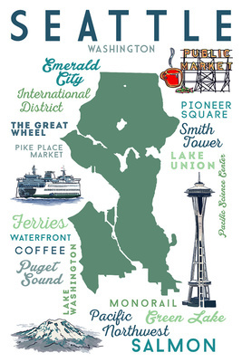 Seattle, Washington - Typography & Icons