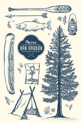 Bar Harbor, Maine - The Beach Life - Collage