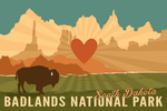 Badlands National Park, South Dakota - Heart & Rays - Lantern Press Artwork