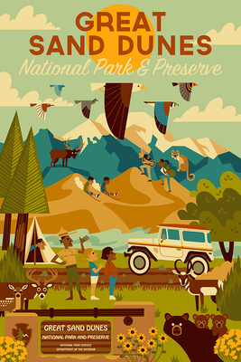 Great Sand Dunes National Park & Preserve - Geometric National Park Series - Daytime Scene - Lantern Press Artwork