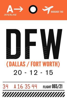 Dallas, Texas - DFW - Luggage Tag