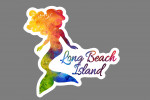 Long Beach Island, New Jersey - Mermaid Silhouette - Rainbow Watercolor - Contour - Lantern Press