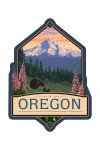 Oregon - Bears & Spring Flowers - Contour - Lantern Press Artwork