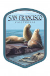 San Francisco, California - Sea Lions - Contour - Lantern Press Artwork