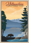 Yellowstone National Park - Bison & Lake - Lithograph National Park Series  - Lantern Press Artwork