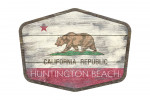 Huntington Beach, California - Rustic California State Flag - Contour - Lantern Press Artwork