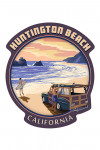 Huntington Beach, California - Woody on Beach - Contour - Lantern Press Artwork