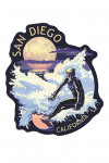 San Diego, California - Night Surfer - Contour