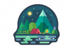 Camping Scene - Vector - Lantern Press Artwork