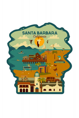 Santa Barbara, California - Geometric - Contour