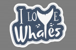 I Love Whales - Logo Sticker Style - Lantern Press Artwork