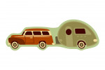 Car & Camper Trailer - Geometric - Contour - Lantern Press Artwork