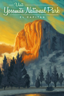 Yosemite National Park, California - Visit El Capitan - Oil Painting - Lantern Press Artwork
