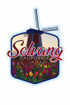 Solvang, California - Tulip Field & Windmill - Contour - Lantern Press Photography
