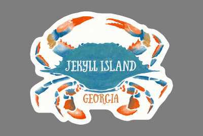 Jekyll Island, Georgia - Blue Crab - Watercolor - Contour - Lantern Press Artwork
