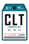 Charlotte, North Carolina - CLT - Luggage Tag - Contour - Lantern Press Artwork