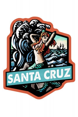 Santa Cruz, California - Mermaid - Scratchboard - Contour - Lantern Press Artwork