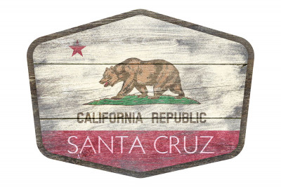 Santa Cruz, California - Rustic California State Flag - Contour - Lantern Press Artwork