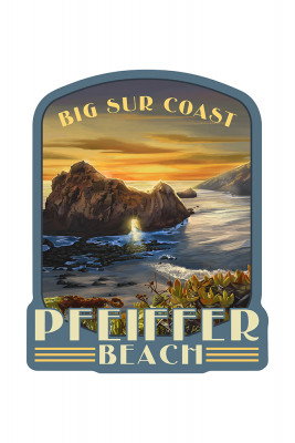 Pfeiffer Beach, California - Pfeiffer Beach at Sunset - Contour
