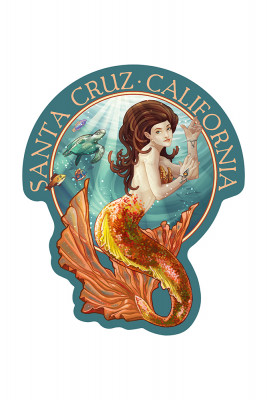 Santa Cruz, California - Mermaid - Contour - Lantern Press Artwork