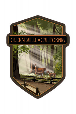 Guerneville, California - Deer & Fawns - Contour -  Lantern Press Artwork