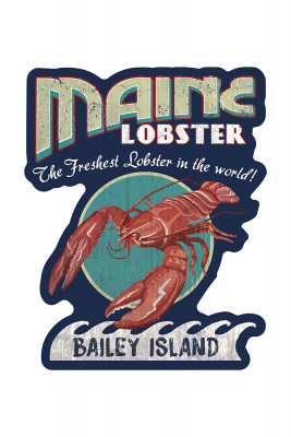 Bailey Island, Maine - Lobster Vintage Sign - Contour - Lantern Press Artwork