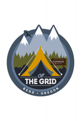 Bend, Oregon - Off the Grid - Tent - Vector - Contour - Lantern Press Artwork