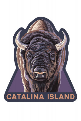 Catalina Island, California - Bison Up Close - Contour - Lantern Press Artwork