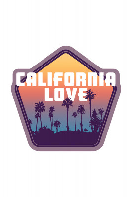 California - California Love - Palm Trees - Contour - Lantern Press Artwork