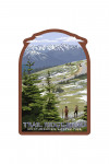 Rocky Mountain National Park - Trail Ridge Road & Hikers - Contour - Lantern Press Artwork