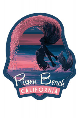 Pismo Beach, California - Mermaid Silhouette - Contour - Lantern Press Artwork